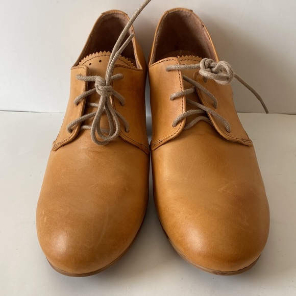 NWOT Anthropology X Coque Terra Leather Oxford Block Heel-Ocher yellow EU38-US 7 - Picture 4 of 15